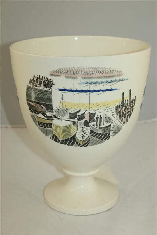 Eric Ravilious for Wedgwood. A rare Boat Race Day pattern Burslem vase, c.1938, 25.5cm